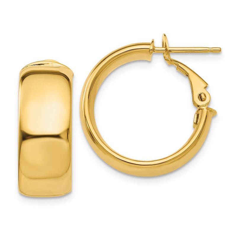 Kazi Luxury 14k Yellow Gold 775mm Small Omega Back Hoop Earrings 1065$